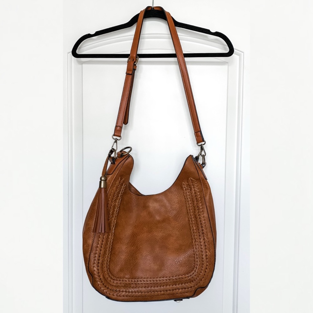 Simply Noelle Brown/Tan Leather Crossbody Bag